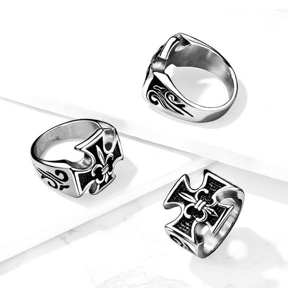New stainless steel lron‎ cross ring size 9 - Picture 1 of 2